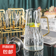 玻璃冷水壺耐高溫防爆涼白開(kāi)水瓶大容量家用一壺四杯 樹(shù)皮壺透明一壺四杯 1800ml
