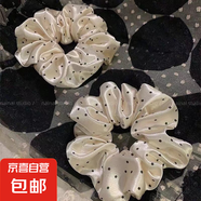 法式緞面波點大腸復(fù)古溫柔發(fā)圈高彈力丸子頭皮發(fā)繩頭繩 新款緞面波點2個裝
