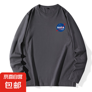 NASALIKE純棉春秋季新印花款圓領(lǐng)衛(wèi)衣套頭長(zhǎng)袖上衣男女T恤打底衫 深灰色 -NASA印花-C01180長(zhǎng)T XL
