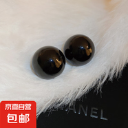 銀針大珍珠圓圈耳環(huán)時(shí)尚小眾夸張氣質(zhì)高級感耳釘法式復古百搭耳飾 73#銀針-黑色珍珠圓形