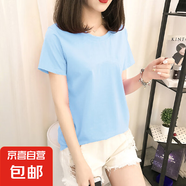 卡通短袖t恤女夏季2025新款內(nèi)搭體恤打底外穿體恤上衣ins超火女潮 藍(lán)色 M