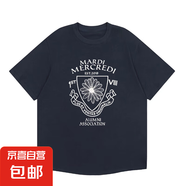 220克純棉韓版短袖雛菊2025春夏百搭上衣寬松男女臘腸狗T恤B701YL 2754藏青大徽章 L