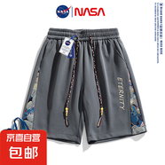 NASA BASE國(guó)潮刺繡短褲男夏季寬松透氣速干籃球運(yùn)動(dòng)休閑五分褲子 NASA-9127深灰 XL
