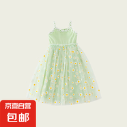 小雛菊花朵網(wǎng)紗女童連衣裙2025夏新款吊帶蓬蓬裙公主裙寶寶沙灘裙 小雛菊網(wǎng)紗裙-淺綠 100 建議身高90-100cm