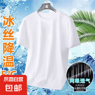 2025潮流網(wǎng)眼短袖跑量款男士純色短袖T恤ins潮休閑貼標(biāo)體恤打底衫 白色 7XL