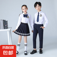 中小學(xué)生大合唱畢業(yè)服裝兒童幼兒園園服英倫風(fēng)校服班服朗誦演出服 藏青女長(zhǎng)款 140