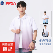NASALIKE2025夏季薄款漸變色花紋寬松休閑花襯衣日系半袖上衣服 紫色 -NASA-2357襯衫 2XL 【130-150斤】
