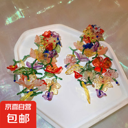 銀針流蘇花朵花卉長款仙女款耳墜耳釘女度假風(fēng)小眾手作夸張耳環(huán)女 1#銀針-彩色.