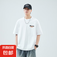 短袖t恤男2025夏季寬松潮流圓領(lǐng)男裝半袖體恤上印花體恤上衣純棉 白色 T-1204 L 100-125斤