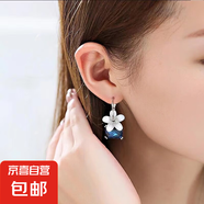 仿水晶花朵耳環(huán)夸張潮流耳墜女氣質(zhì)韓國時(shí)尚耳飾品超仙網(wǎng)紅耳圈 藍(lán)色方形仿水晶花朵耳釘