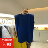 2020新款夏季純色圓領(lǐng)無袖T恤女韓版寬松百搭設(shè)計感上衣背心ins潮 藍色 M