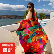 民族風(fēng)披肩旅游打卡拍照文藝復(fù)古波西米亞風(fēng)圍巾90*180cm兩頭掛穗 羽毛