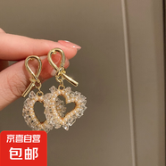 銀針鑲鉆水晶珍珠耳環(huán)歐美復(fù)古輕奢長(zhǎng)款耳墜清新甜美高級(jí)感耳飾女 7#銀針-金色珍珠愛心