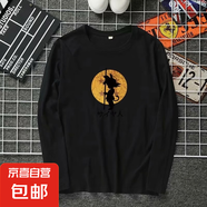長(cháng)袖t恤女秋冬季休閑百搭打底衫動(dòng)漫印花上衣服 星期衫816印花長(cháng)T悟空黑色 L