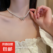 韓國(guó)氣質(zhì)愛(ài)心蝴蝶珍珠流蘇項(xiàng)鏈小眾時(shí)尚高級(jí)感鎖骨鏈百搭項(xiàng)飾批發(fā) 35#項(xiàng)鏈-白色鑲鉆蝴蝶結(jié)