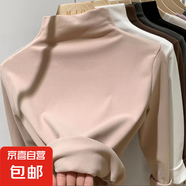 雅秀琪磨毛保暖半高領(lǐng)打底衫女秋冬內(nèi)搭德絨加絨加厚長(zhǎng)袖t恤上衣 卡其色 德絨加厚 XL