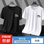 其他品牌冰絲短袖T恤男士夏季寬松速干網(wǎng)眼半袖運動休閑涼感透氣上衣-SL 黑色+白色 【二件裝】 3XL 【推薦145-165斤】