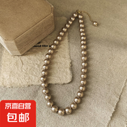 法式復古高級感珍珠項鏈時尚小眾百搭毛衣鏈輕奢個性設計感項飾女 3#項鏈-香檳色（10mm）