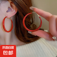 銀針安可拉紅色耳圈耳環(huán)韓國簡(jiǎn)約時(shí)尚設計感耳墜網(wǎng)紅氣質(zhì)耳飾批發(fā) 11#銀針-紅色