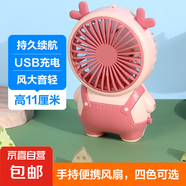 電風扇小風扇手持風扇迷你桌面風扇usb風扇充電網(wǎng)紅爆款便攜式隨身風扇可愛卡通靜音 萌趣耳朵-初戀少女粉