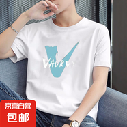 啄木鳥新品純棉100%純棉夏季短袖T恤男透氣百搭圓領(lǐng)半袖T休閑打底 1024白色 XL