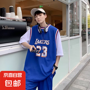 24號籃球服男士短袖套裝夏季冰絲網(wǎng)眼運動五分短褲兩件套學生班服 23號藍色1004 M