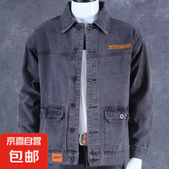 干活穿的外套男人工地電焊工人防燙耐磨工作服秋冬季長(cháng)袖牛仔夾克 002~灰色 主圖款 3XL  建議160-175斤
