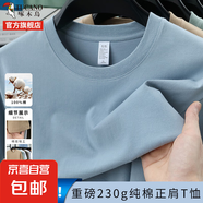 啄木鳥(niǎo)純棉短袖t恤男2025夏季寬松圓領(lǐng)半袖打底衫重磅體恤衫9300 淺藍色 XL