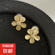 蚊香盤耳夾無耳洞耳環(huán)港風(fēng)花朵高級(jí)感蝴蝶結(jié)可愛耳掛耳飾 黃花