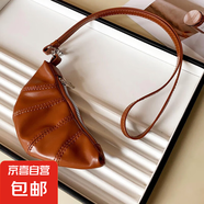 新品凹造型掛脖牛角包項鏈斜挎包y2k創(chuàng)意設(shè)計感飾品配飾毛衣鏈女 4#項鏈-棕色