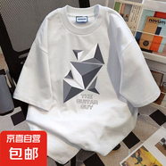 2025新款短袖t恤男ins潮牌歐美嘻哈風(fēng)圓領(lǐng)打底衫上衣夏季2025年潮 T03白色-三角形 L