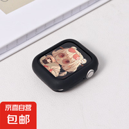 適用applewatch硅膠保護殼S9邊框殼iwatchS8/7/6/5/4/se代半包軟殼硬殼41mm/45mm蘋果手表表帶防摔 半包軟殼-黑色 iwatchS10【46mm表盤】