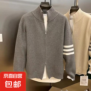 2024秋冬新款開衫毛衣美式復古休閑慵懶風V領針織衫男純 灰色 XL