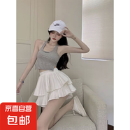 新款甜美蓬蓬裙半身裙子小個(gè)子百褶蛋糕短裙半裙女白色裙夏季復(fù)古 白色(有安全褲) L 【建議110-120斤】