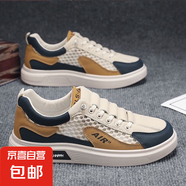 2025春季透氣網(wǎng)面百搭男板鞋新款潮流學(xué)生男鞋時尚輕便運動休閑鞋 米白色 單層 XH網(wǎng)紗 40