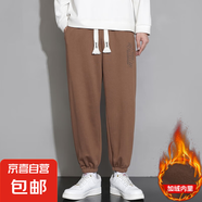 褲子男春2025夏季寬松潮流百搭男士休閑褲束腳運(yùn)動(dòng)長褲 咖啡色 加絨 K958 2XL