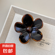 洋氣小花花高質(zhì)感抓夾女發(fā)量少半扎發(fā)抓名媛風(fēng)簡(jiǎn)約雞蛋花發(fā)夾 大號(hào)-黑色花朵 1個(gè)