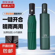 爆款雨傘加大雨傘男女商務(wù)傘大號格子折疊雨傘雙人三人晴雨傘 深林綠UV【自動款】