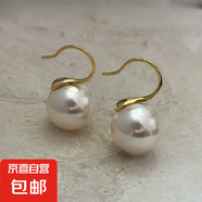 999純銀高跟鞋珍珠耳環(huán)女輕奢高級(jí)感養(yǎng)耳洞耳釘施家水晶百搭耳飾 14MM澳白珍珠【金色耳鉤】一對(duì)