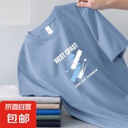 【吸濕透氣不起球】男士短袖t恤冰絲夏季圓領(lǐng)打底衫休閑百搭帥氣 短袖 WEST 霧藍色 XL
