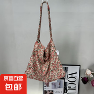 韓版ins風(fēng)燈芯絨碎花大容量單肩包 粉色櫻花/ 均碼