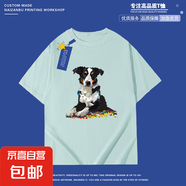 100%純棉2025年新款百搭短袖t恤男寬松印花半袖上衣圓領(lǐng)T恤炸街潮 薄荷綠-馬賽克小狗 XL