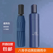 【已售100萬】手動(dòng)UV折疊黑膠防曬防紫外線遮陽晴雨兩用傘 【手動(dòng)款8骨】藏青UV