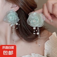 銀針超仙花朵流蘇耳釘小清新甜美ins耳環(huán)時尚個性高級感耳飾批發(fā) 4#銀針-綠色