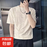 2025夏季新款冰絲鏤空男短袖T恤針織網(wǎng)眼V領(lǐng)半袖小衫薄款體恤WZY 白色 2XL