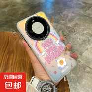 紅米手機殼適用K70/NOTE14個(gè)性設計全包防摔鐳射紋理男女通用簡(jiǎn)約時(shí)尚英文彩虹復古CD潑墨小貓 英文彩虹 紅米10X4G版
