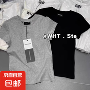 冰感純棉小馬標短袖白t恤女夏季2025新款寬松簡(jiǎn)約體恤正肩上衣短T 冰感純棉-花灰色 M 參考90-100斤