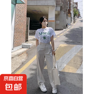 220克純棉韓版短袖雛菊2025春夏百搭上衣寬松男女臘腸狗T恤B701YL 1972白色綠花 XL