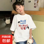 男童夏裝圓領(lǐng)t恤潮牌大童純棉上衣小孩帥氣童裝潮款兒童衣服炸街 白色 2358 150