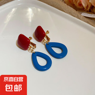 銀針法式油畫花朵樹脂耳環(huán)個(gè)性時(shí)尚設(shè)計(jì)耳墜復(fù)古清新唯美耳飾批發(fā) 2#耳夾-紅色-藍(lán)色